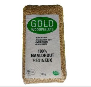 Gold Woodpellets 15kg afgehaald per zak
